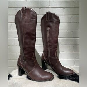 Franco Sarto tall heeled western leather boots